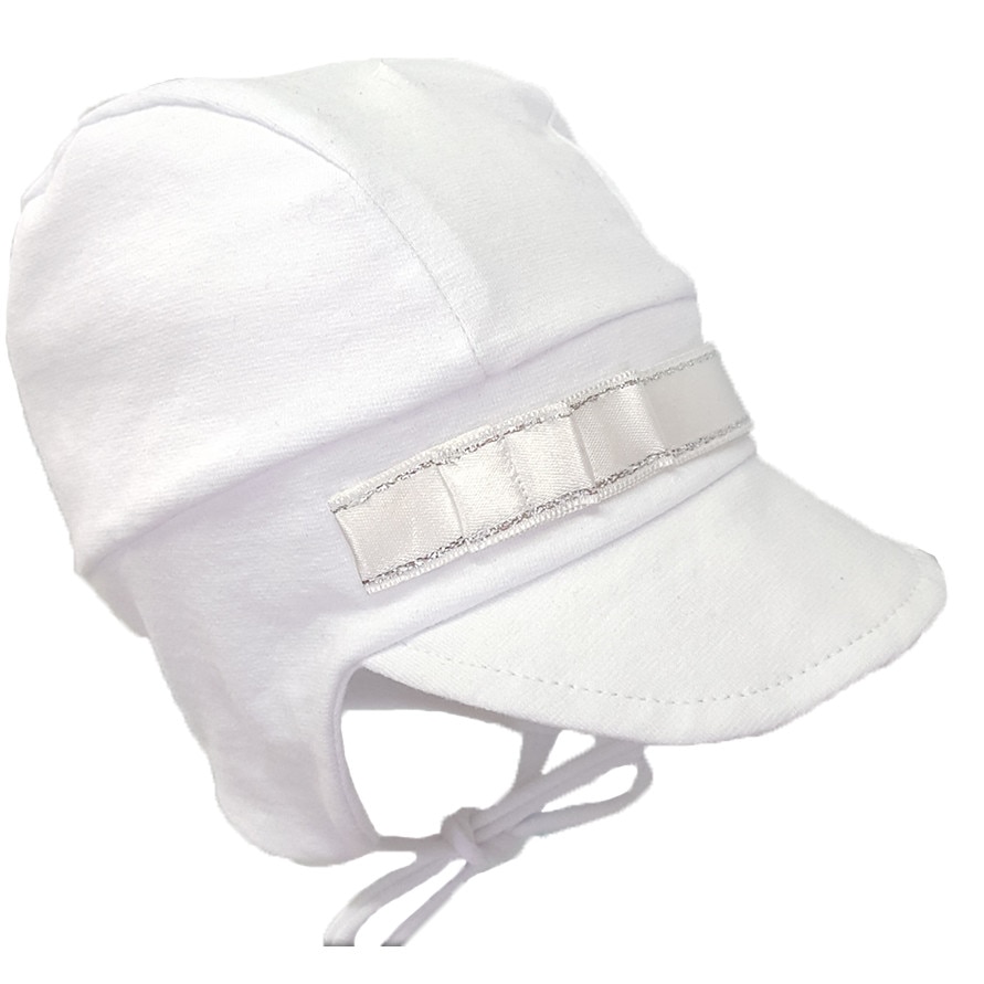 Sapca Mic Pitic cu bentita satin S17NN, alb, 44 cm