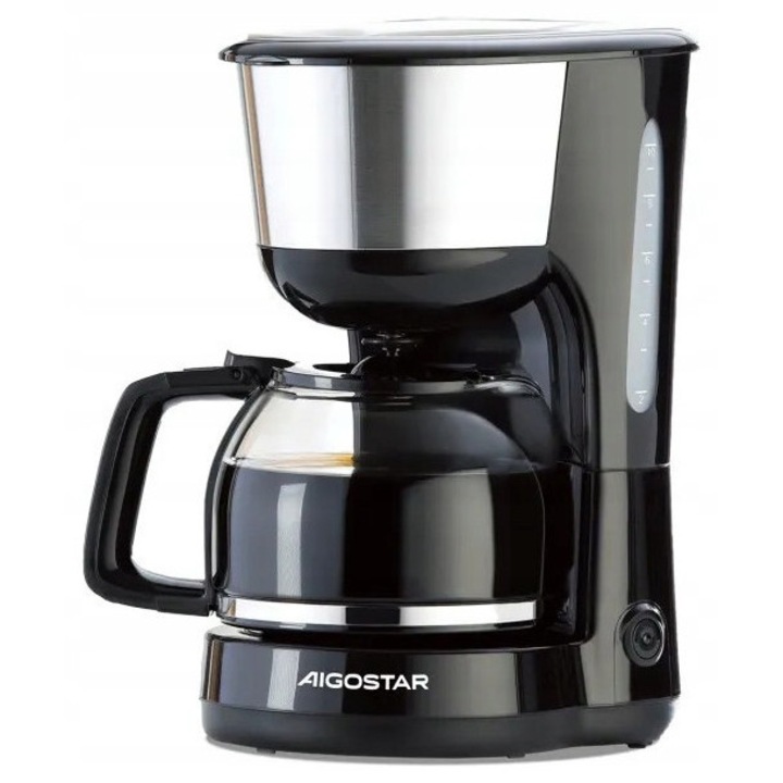 Cafetiera cu filtru Aigostar Chocolate 402LY6FPYV, 1000 W, carafa din sticla 1.25 L, negru