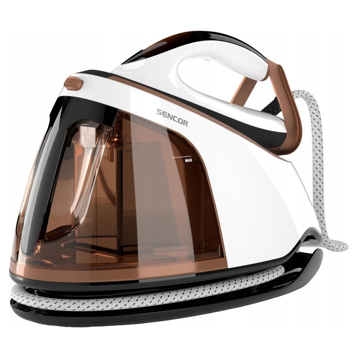Statie de calcat cu aburi Sencor SSI 0950 (83A1U180N), putere 3000 W, debit abur 160 g/min, impuls abur 430 g/min, presiune 8 bar, talpa ceramica, rezervor 1.5 l, sistem Non-stop, panou digital, Multicolor