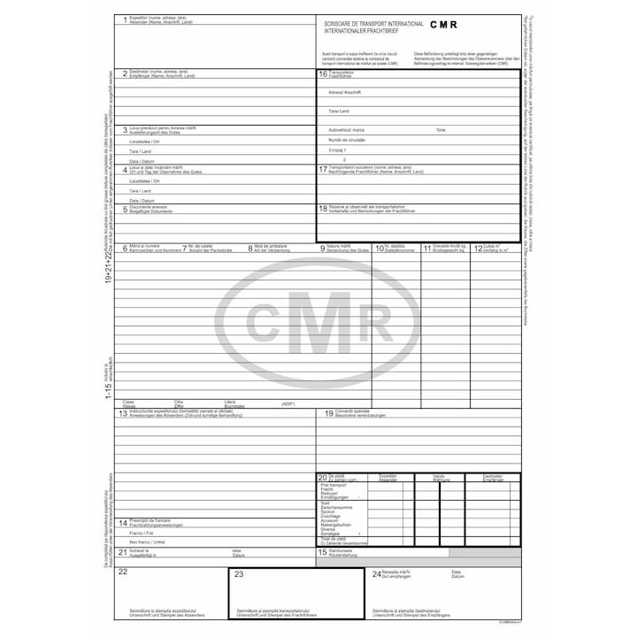 CMR A4, autocopiativ, 3 exemplare, 50 seturi/bloc