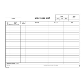 Registru de casa - model 1, A4, hartie offset 60 gr/mp, 1 exemplar, 100 file Registru de casa - model 1, A4, hartie offset 60 gr/mp, 1 exemplar, 100 file