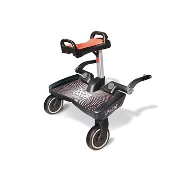 Adaptor / Platforma pentru al doilea copil LASCAL Buggy Board Maxi + Saddle, Negru/Rosu Adaptor / Platforma pentru al doilea copil LASCAL Buggy Board Maxi + Saddle, Negru/Rosu