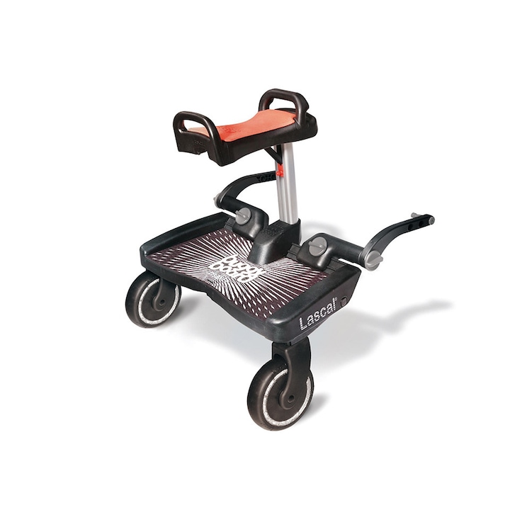 Adaptor / Platforma pentru al doilea copil LASCAL Buggy Board Maxi + Saddle, Negru/Rosu