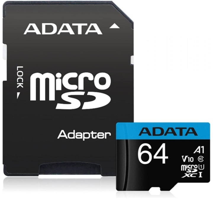 Карта памет и адаптер ADATA, 64GB, MicroSDHC, Class 10
