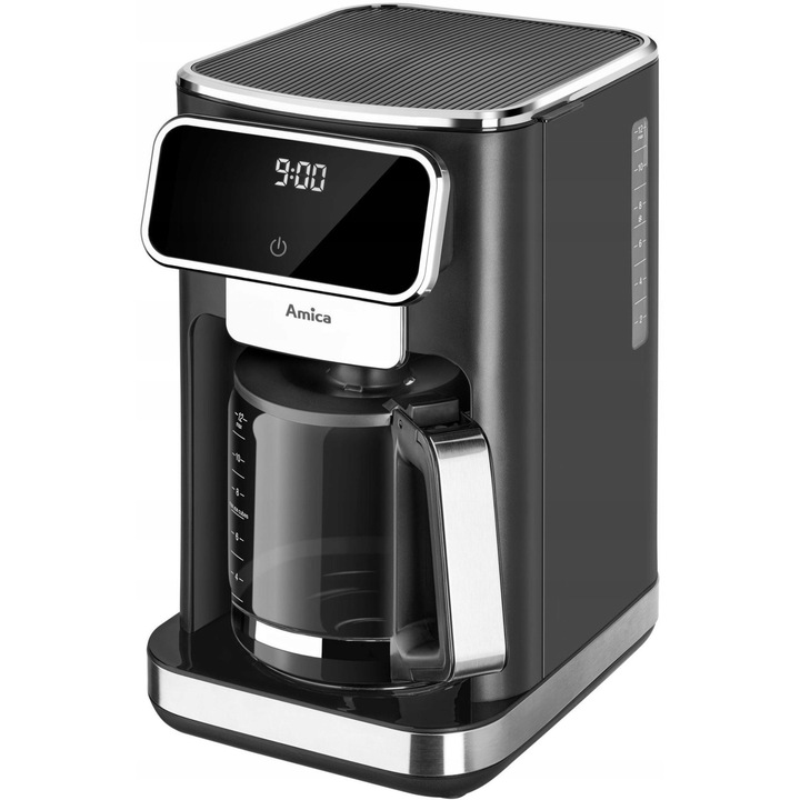 Cafetiera cu filtru Amica CD2011 (INQ2V2LJO2G3A) 1100 W, 1,8 l, panou tactil LED, reglare putere 5 trepte, incalzire carafa, autocuratare, negru