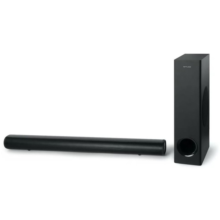 Soundbar Muse M-1880SBT 1LR0UI07X cu subwoofer wireless, 200W, Bluetooth, HDMI ARC, intrare optic, USB, AUX, negru