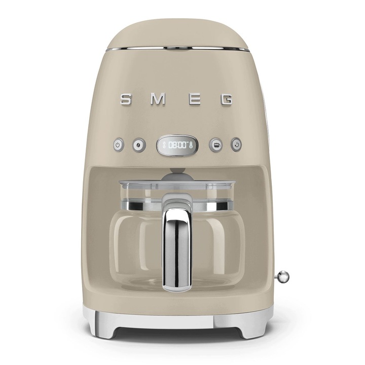 Cafetiera cu filtru Smeg 50's Style DCF02MLMEU, carafa din sticla, display digital, bej mat