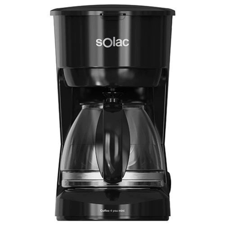 Cafetiera cu filtru Solac Coffee 4 You Mini CF4037 (7EDQOZQD), 600 W, 0,75 l, 6 cesti, carafa din sticla, Anti-drip, negru