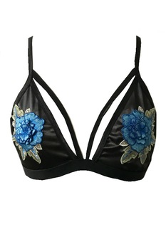 Sutien Floral, Monokini, Negru/Albastru Sutien Floral, Monokini, Negru/Albastru