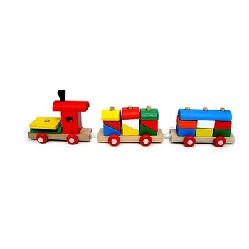 Tren cu forme geometrice din lemn, Jucarie Montessori tren Tren cu forme geometrice din lemn, Jucarie Montessori tren