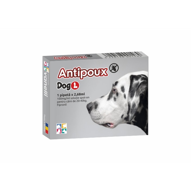 Solutie antiparazitara externa cu fipronil spot-on Antipoux Dog L