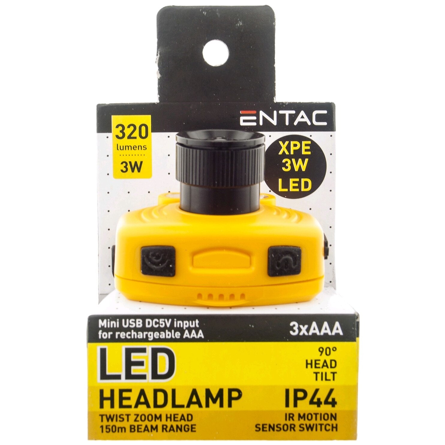 Lanterna Entac pentru cap, cu zoom, culoare portocaliu.