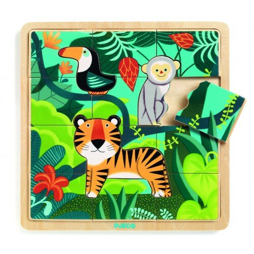 Puzzle lemn Jungla,12 piese, Djeco