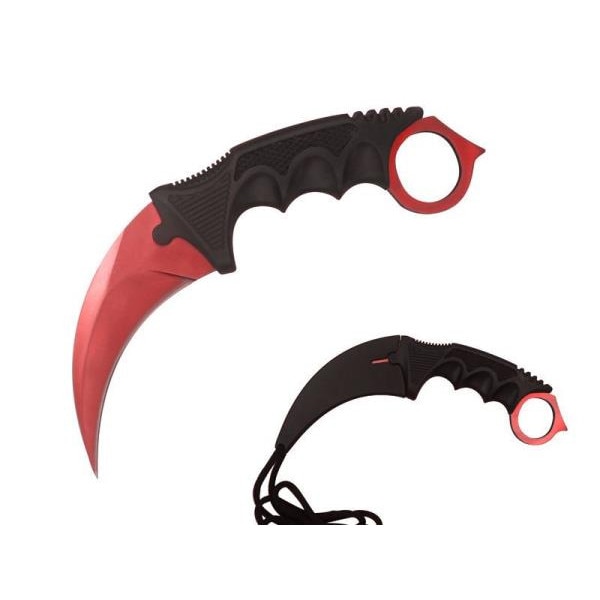 Cutit Karambit, rosu, 18.5 cm