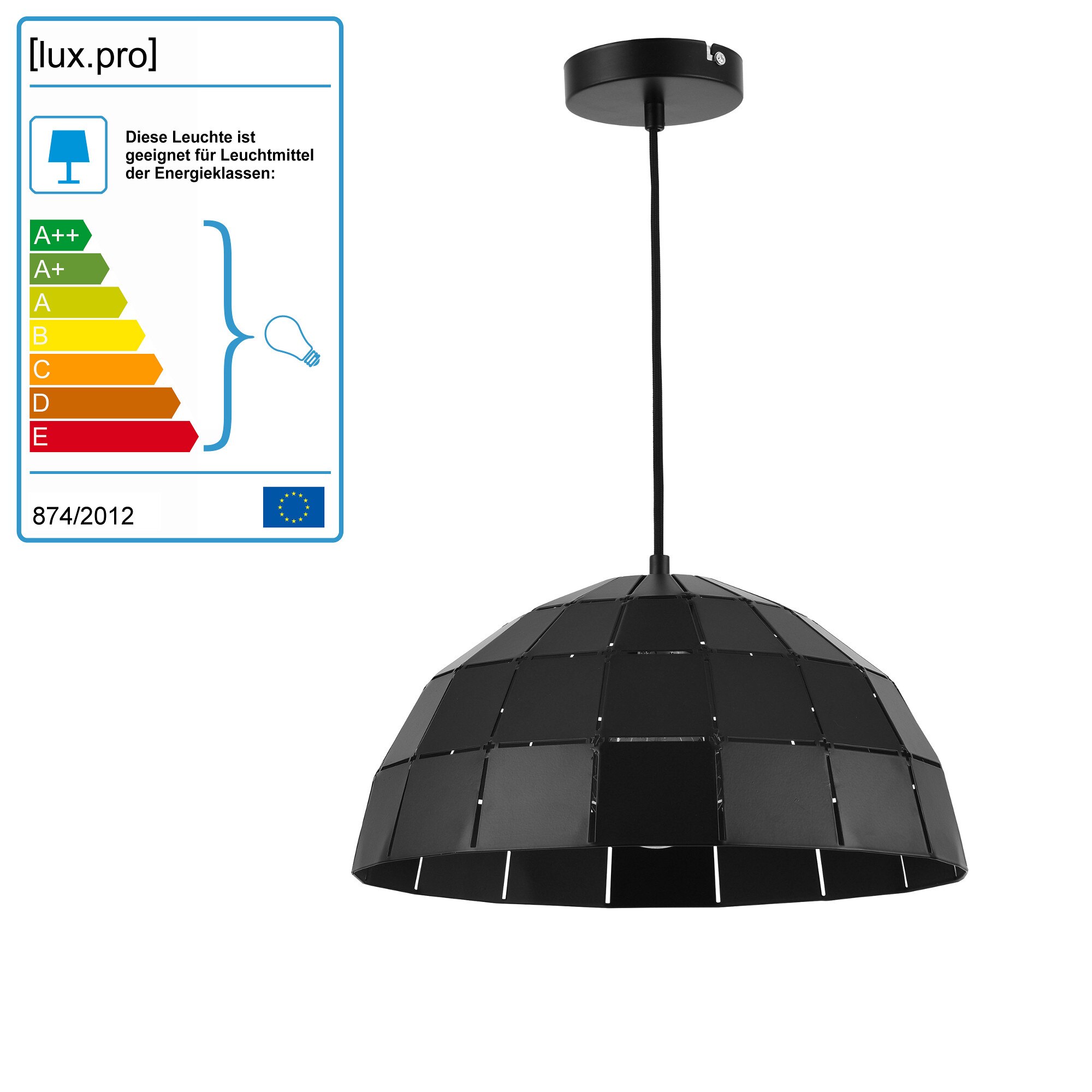 Lustra design decorativ, lux.pro, Modell 2, E27, 60 W, 25 x 38 x 32 cm, metal, negru