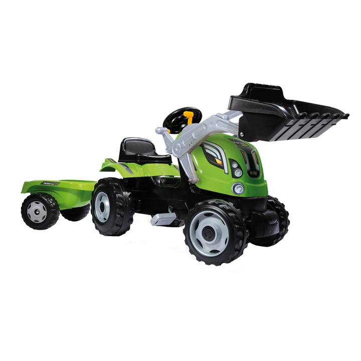 Smoby pedálos traktor, utánfutó + homokrakodó, Zöld