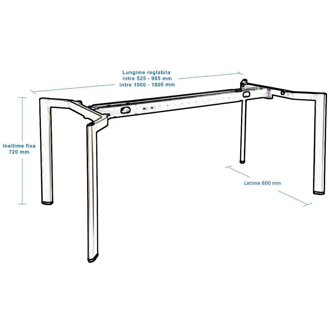 Structura Model Structura metalica gri pentru birouri, model PRISMA, L100 cm -180 cm ...