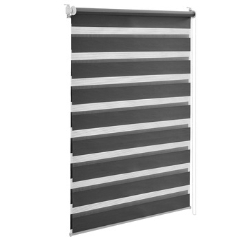 Roleta dubla Zebrarollo 7, en,casa,80 x 220 cm poliester, gri inchis, fara gaurire, reglabila Roleta dubla Zebrarollo 7, en,casa,80 x 220 cm poliester, gri inchis, fara gaurire, reglabila