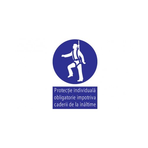 Sticker decorativ StickerStore Protectie individuala obligatorie impotriva caderii de la inaltime, 30x20 cm, Albastru