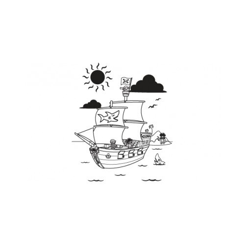 Sticker decorativ StickerStore Nava Piratilor, 100x118 cm, Negru