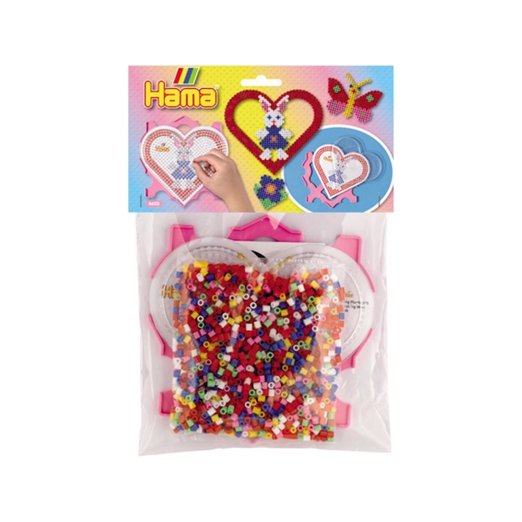 Margele de calcat Hama Midi cu inimoara si rama 1000 in pungulita