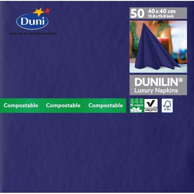 Servetel Dunilin, Dark Blue, impaturit in 4, 40x40 cm, 45 buc