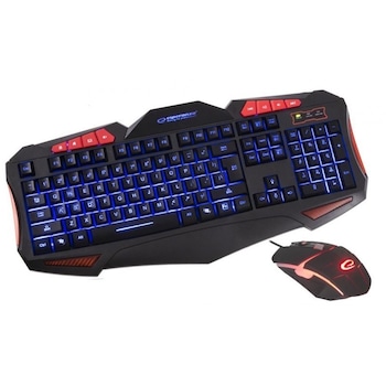 Kit tastatura Gaming USB si mouse 2400 DPI, iluminate, Esperanza Shelter Kit tastatura Gaming USB si mouse 2400 DPI, iluminate, Esperanza Shelter