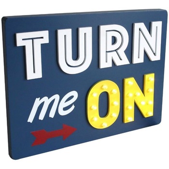 Panou decorativ LED mesaj Turn me ON, ProCart®, 35x3x26 cm, lemn Panou decorativ LED mesaj Turn me ON, ProCart®, 35x3x26 cm, lemn