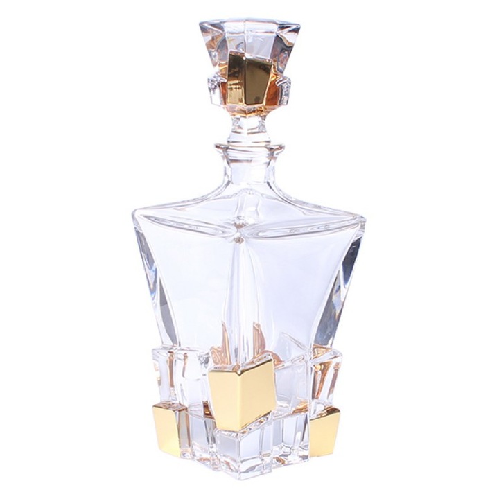 Carafa Bohemia Crack Gold, 900ml, Transparent