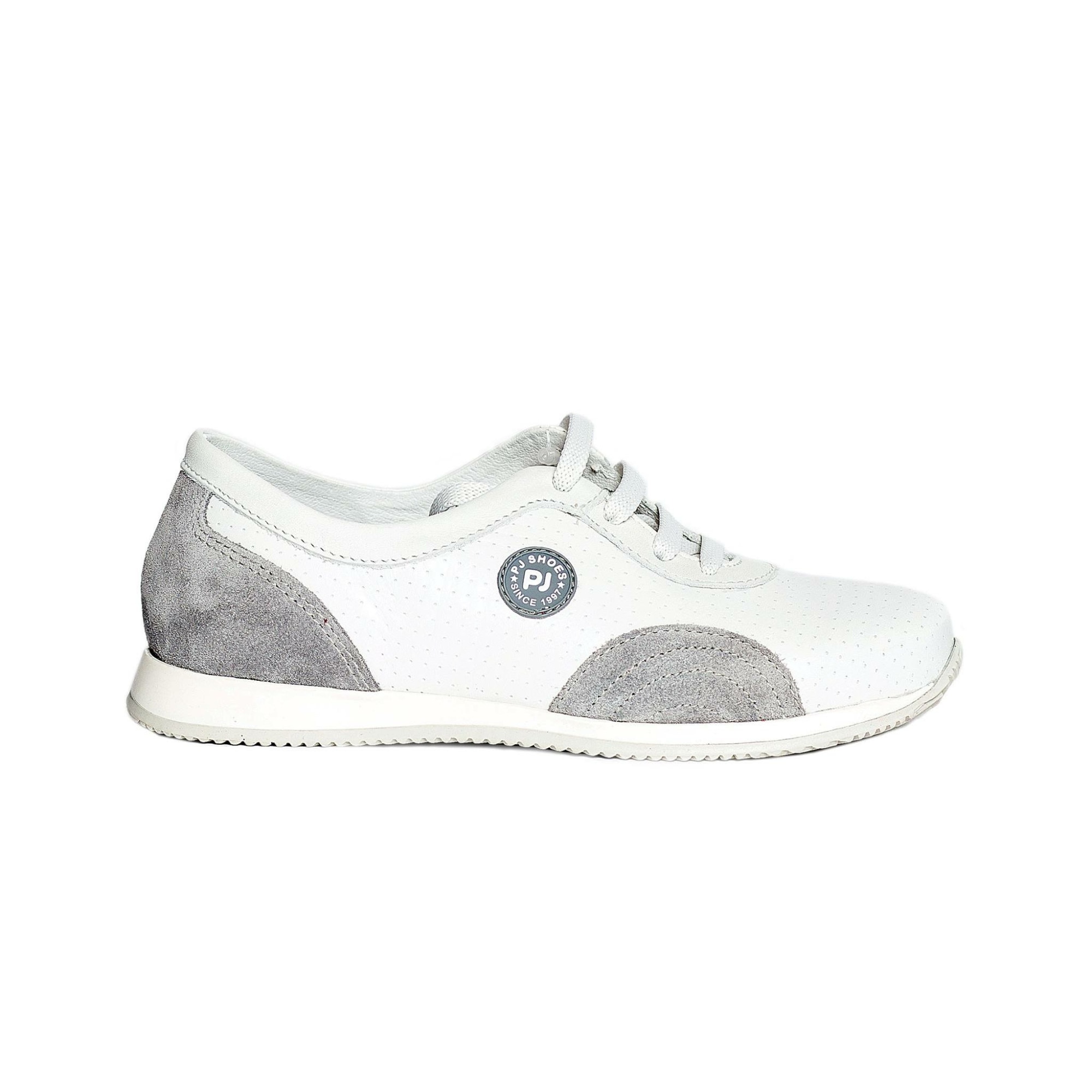 Pantofi baieti, PJ Shoes, alb/gri