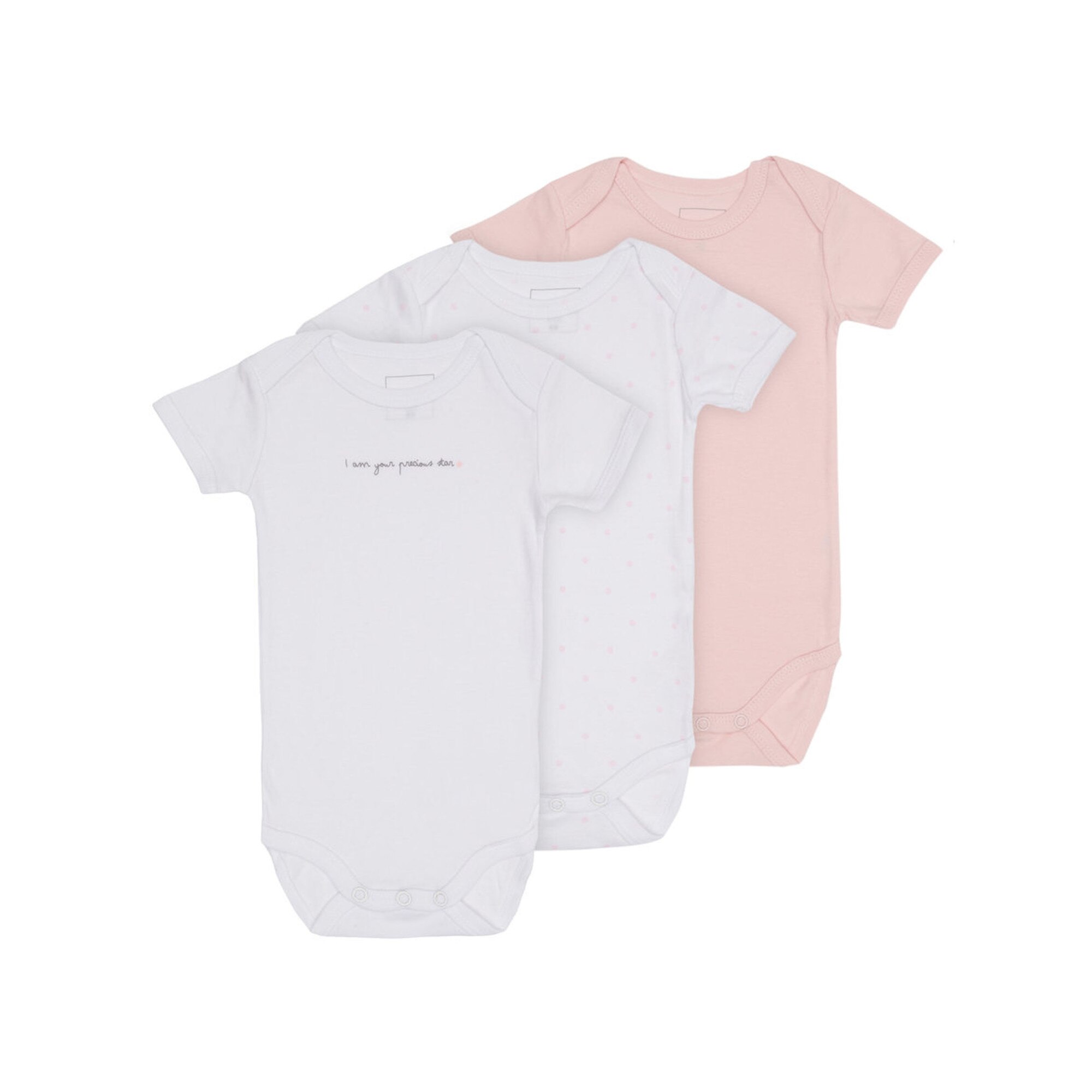 Set de body-uri - 3 piese, Alb/Roz, Name it