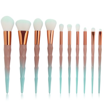 Set 10 pensule machiaj, zenifique, par sintetic, in degrade, turcoaz Set 10 pensule machiaj, zenifique, par sintetic, in degrade, turcoaz