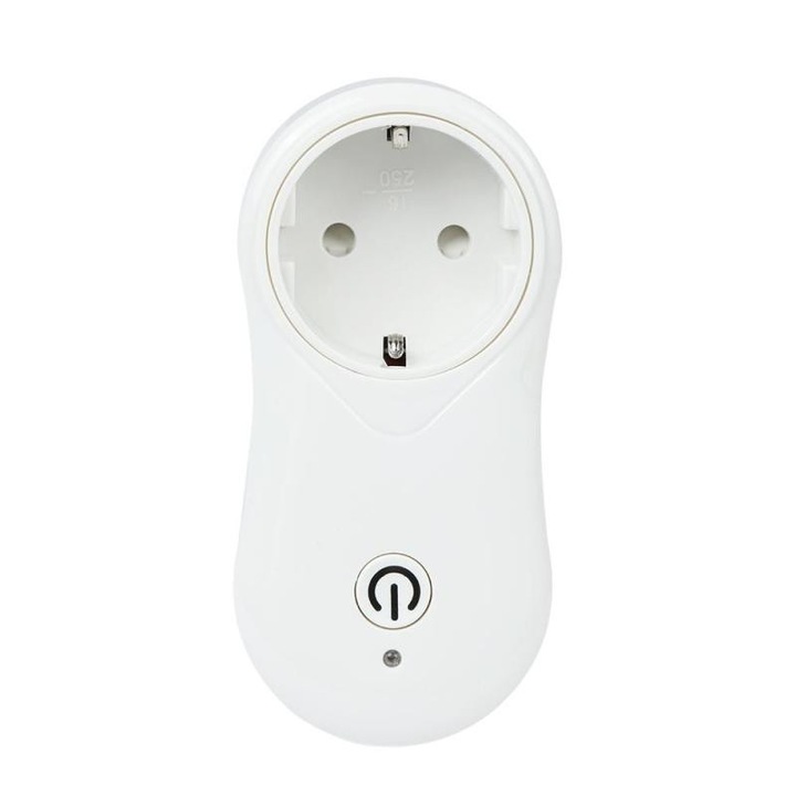 Priza inteligenta programabila WiFi, Smart Socket J2, Compatibil Android/IOS, Port USB, Alb
