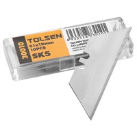 Set 10 lame TOLSEN 61x19x0,6 mm, material SK5, pentru cutite universale si lucrari precise, durabile si rezistente, potrivite pentru uz industrial si hobby, rezistenta la uzura si coroziune, muchii ascutite de precizie, compatibile cu cutterele standard