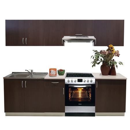 Set Bucatarie Renata A 240 Genarom, cu Blat Termorezistent si Picurator, Nuc Virginia, 240 x 60 cm