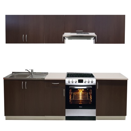 Set Bucatarie Renata A 240 Genarom, cu Blat Termorezistent si Picurator, Nuc Virginia, 240 x 60 cm