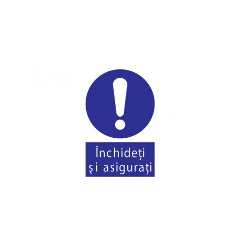 Sticker decorativ StickerStore Inchideti si asigurati, 30x20 cm, Albastru