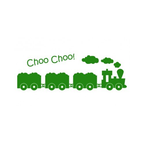 Sticker decorativ StickerStore Trenulet Choo Choo, 46x15 cm, Verde
