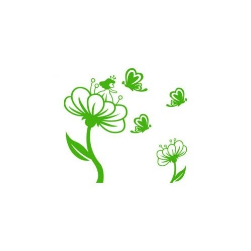 Sticker decorativ StickerStore Zana si flori, 60x56 cm, Verde