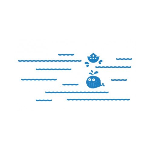 Sticker decorativ StickerStore Vapor si balena, 92x40 cm, Albastru