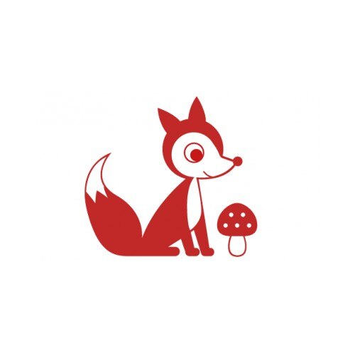 Sticker decorativ StickerStore Vulpea si ciuperca, 35x33 cm, Rosu