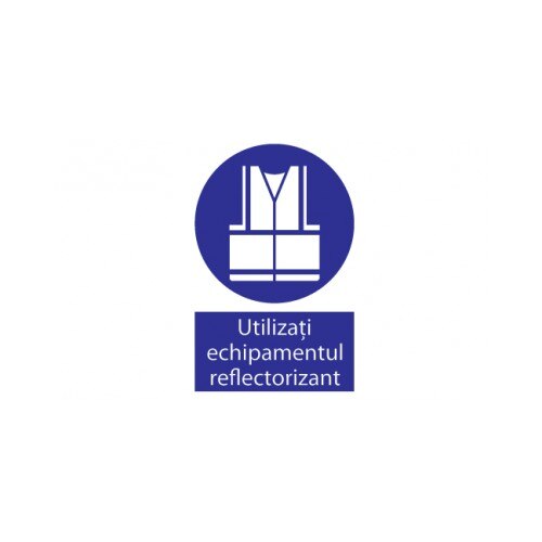 Sticker decorativ StickerStore Utilizati echipamentul reflectorizant, 30x20 cm, Albastru