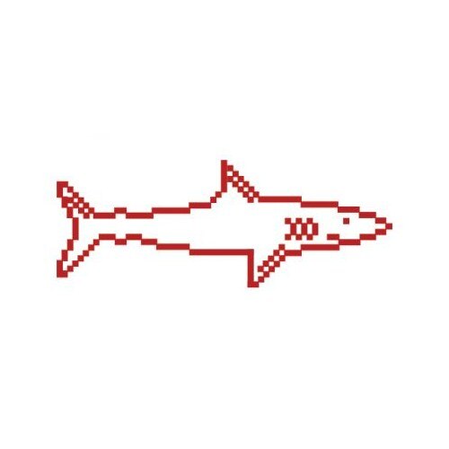 Sticker decorativ StickerStore Pixel Shark, 25x10 cm, Rosu
