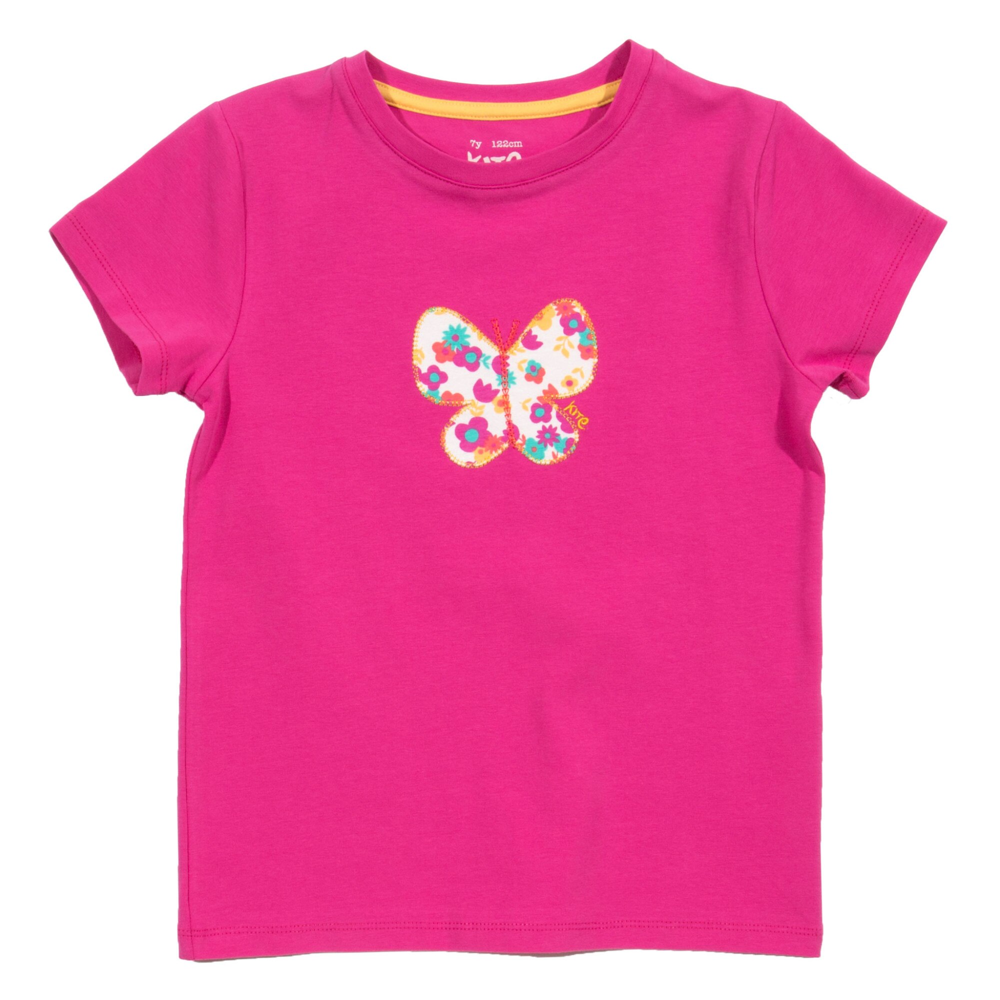 Tricou cu fluture bumbac organic, Roz inchis