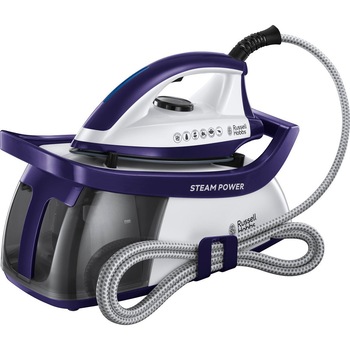Statie de calcat Russell Hobbs Steam Power 24440-56, 2600 W, 4.5 bari, 100 g/min, Talpa Ceramica, 1.3 l. Anticalcar, Alb/Mov Statie de calcat Russell Hobbs Steam Power 24440-56, 2600 W, 4.5 bari, 100 g/min, Talpa Ceramica, 1.3 l. Anticalcar, Alb/Mov
