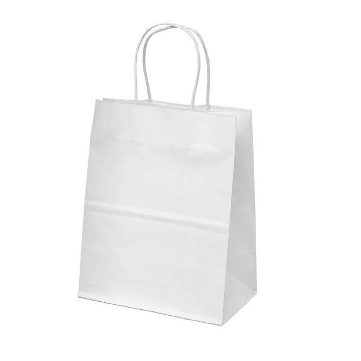 Комплект от 100 хартиени подаръчни торбички, BrandPaper, 18x9x25 см, бели