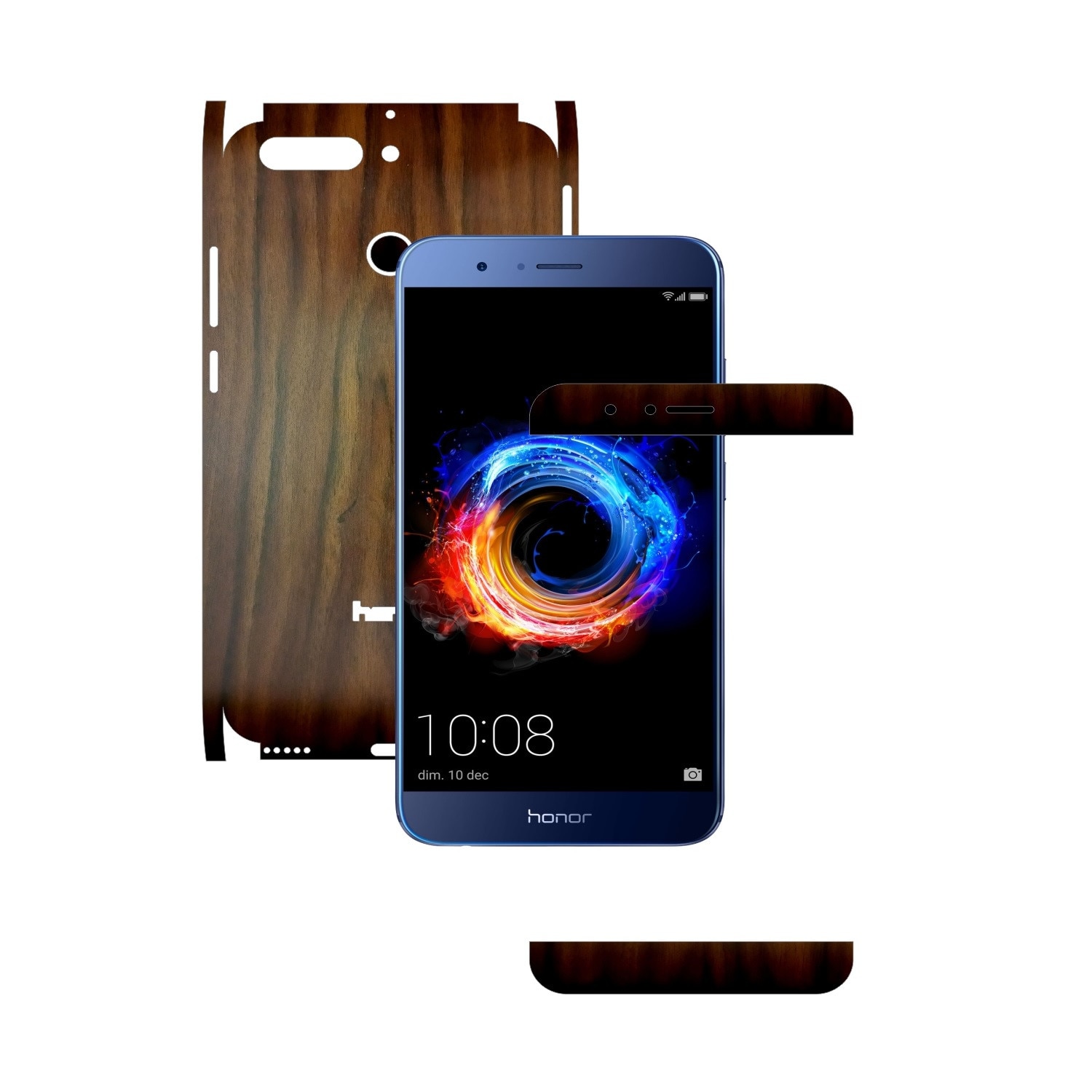 Folie de protectie Carbon Skinz, Husa de tip Skin Adeziv pentru Carcasa, Lemn Nuc Inchis dedicata Huawei Honor 8 Pro