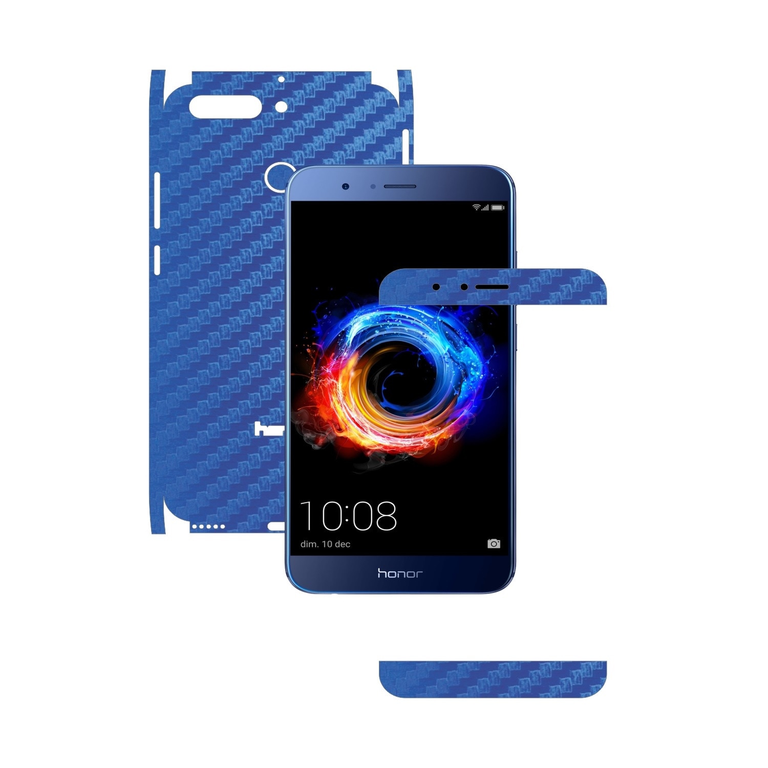 Folie de protectie Carbon Skinz, Husa de tip Skin Adeziv pentru Carcasa, Carbon Albastru dedicata Huawei Honor 8 Pro