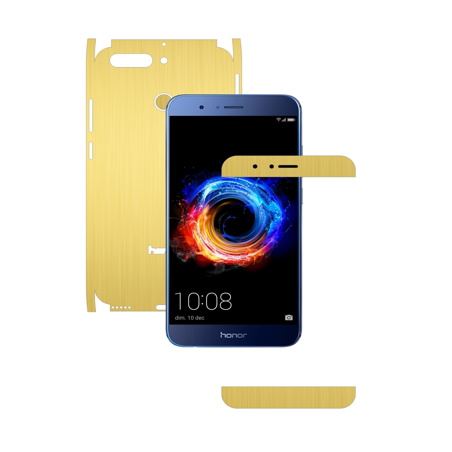 Folie de protectie Carbon Skinz, Husa de tip Skin Adeziv pentru Carcasa, Brushed Auriu dedicata Huawei Honor 8 Pro