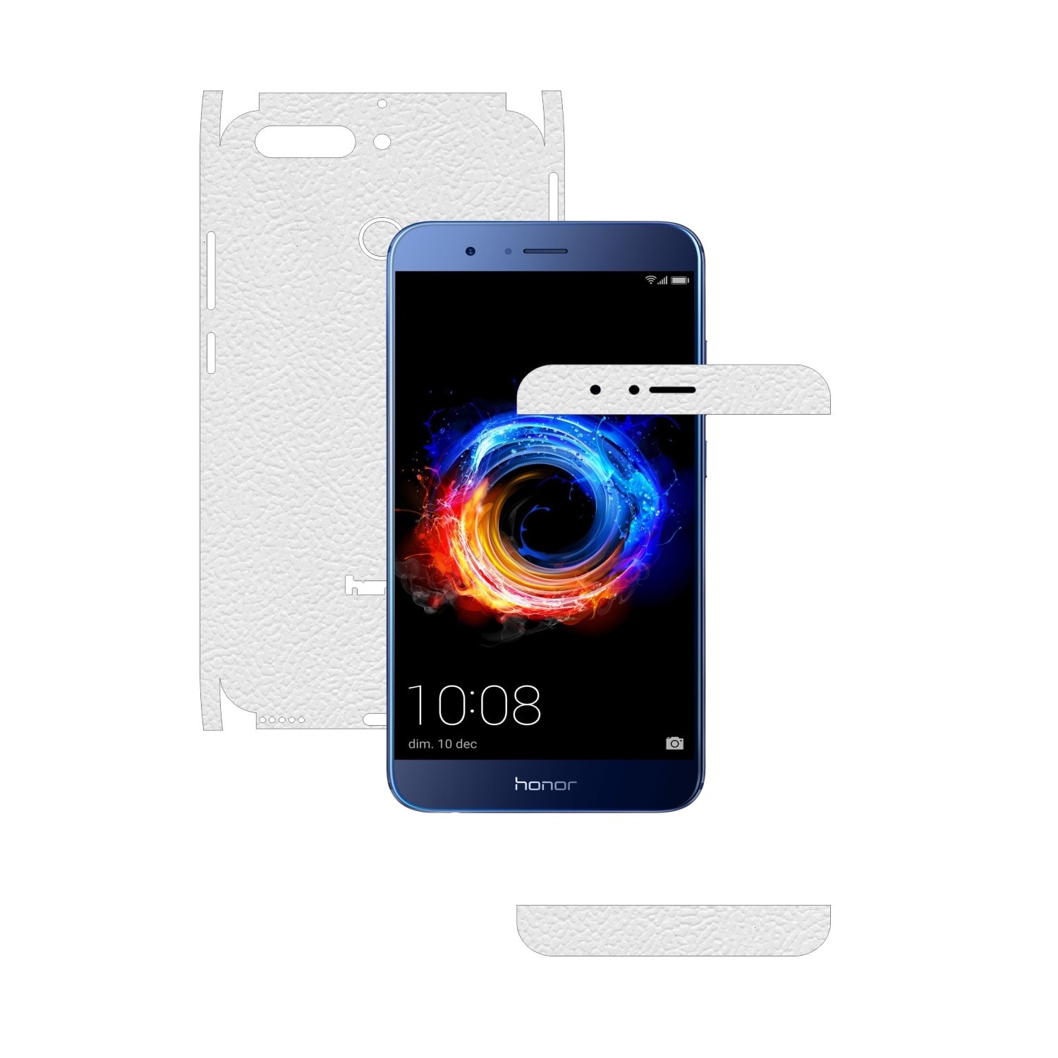 Folie de protectie Carbon Skinz, Husa de tip Skin Adeziv pentru Carcasa, Piele Alba dedicata Huawei Honor 8 Pro